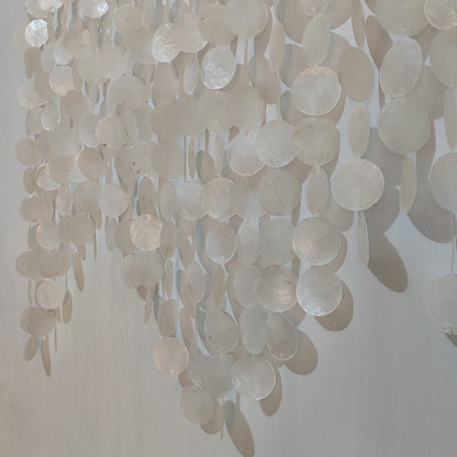 Handmade natural white Capiz shell wall hanging