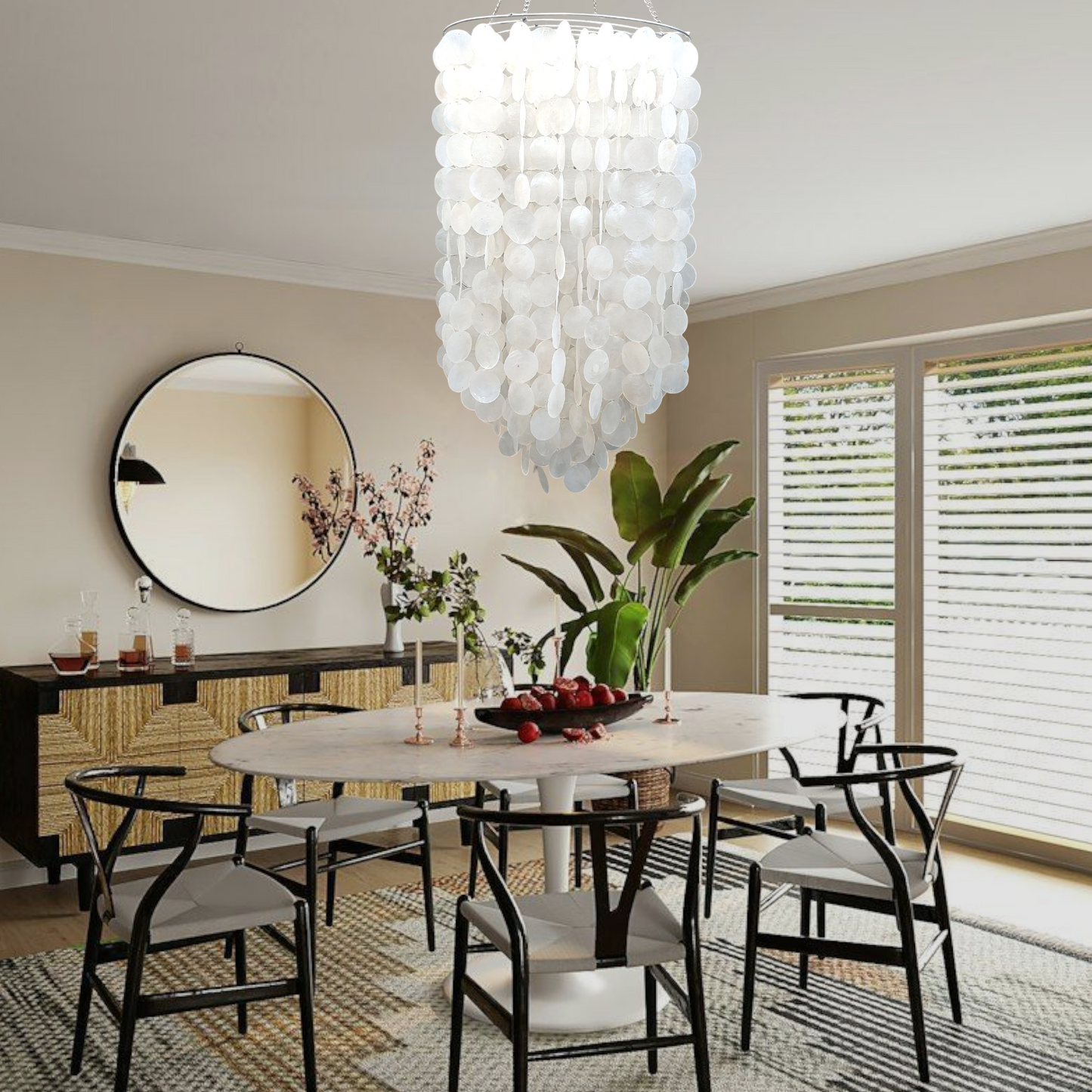 Capiz Chandelier Lamp Shade Natural White