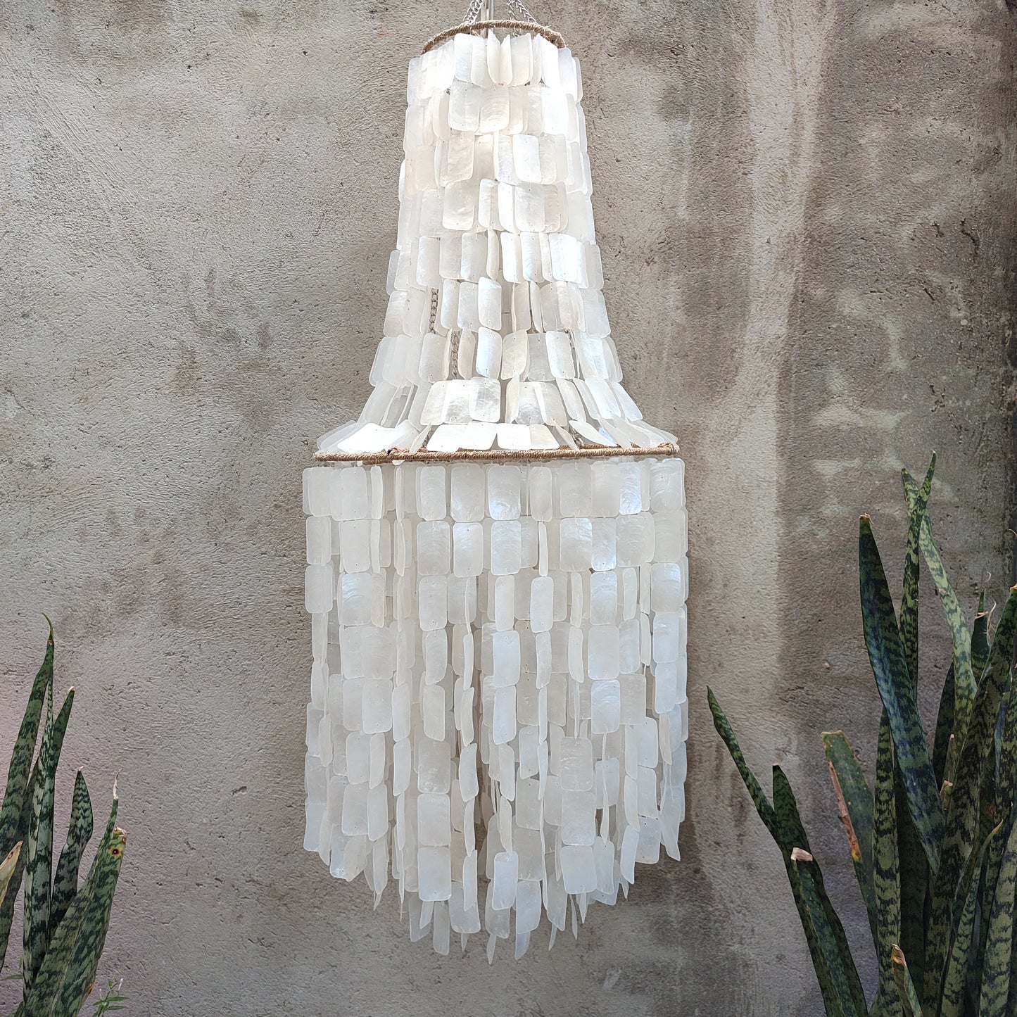 Natural Square Capiz Chandelier