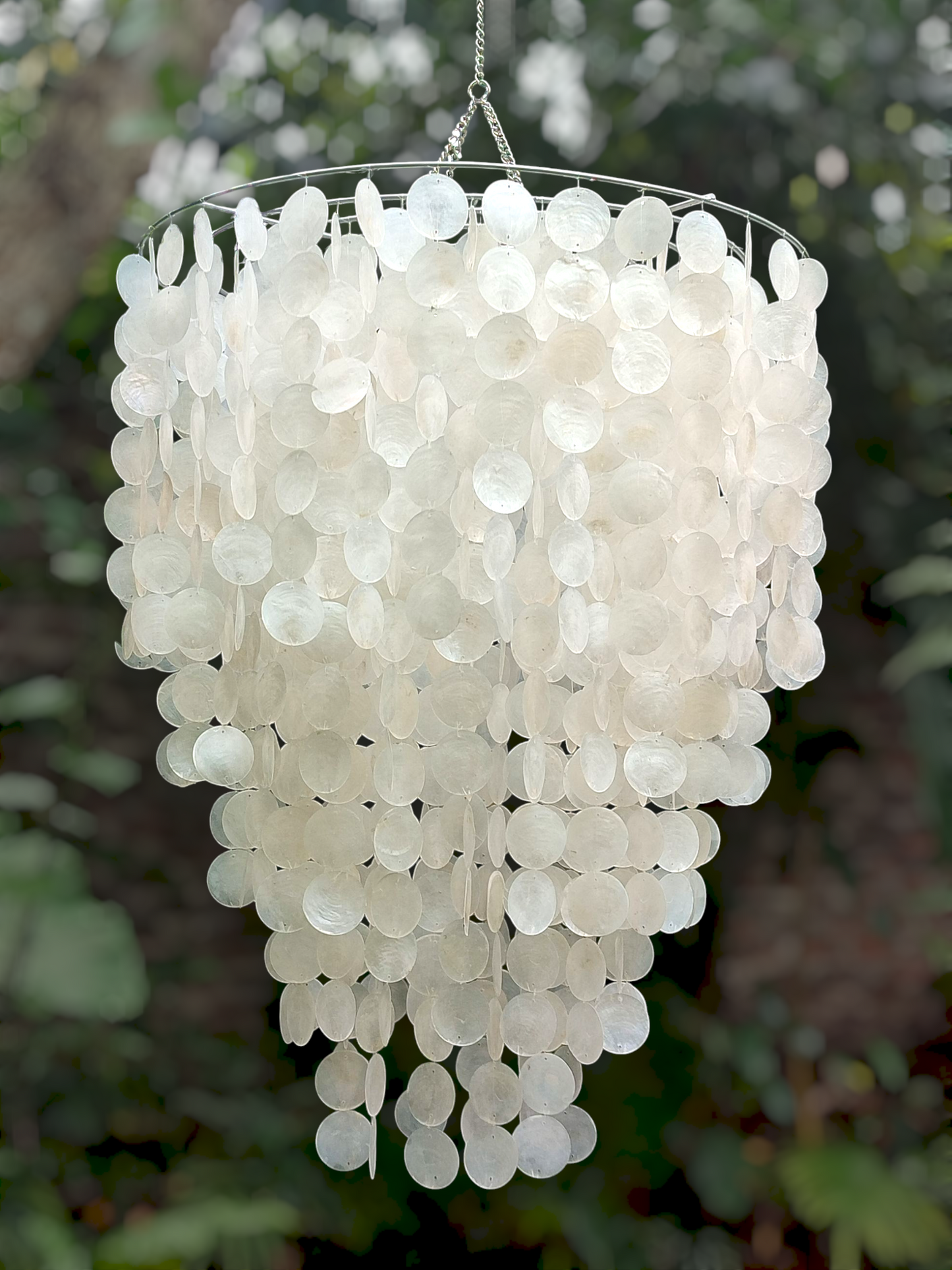 Capiz Chandelier Natural White, Lamp Shade for Dining Room & Living Room, Size 60cm x 75cm