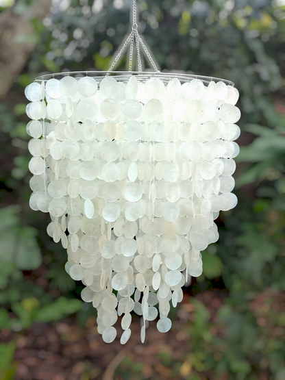 Capiz Chandelier Natural White, Lamp Shade for Dining Room & Living Room, Size 60cm x 75cm