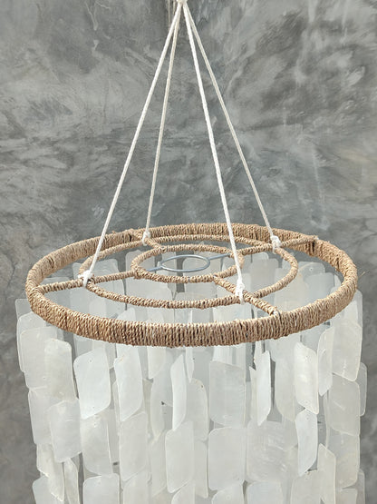 Square Capiz Shell Lamp Shade, Capiz Wind Chime