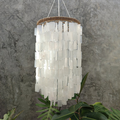 Square Capiz Shell Lamp Shade, Capiz Wind Chime