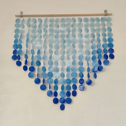 Ombre Blue Capiz Wall Decor: Boho Wall Art - Shell curtain for window or Door