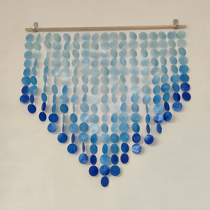 Ombre Blue Capiz Wall Decor: Boho Wall Art - Shell curtain for window or Door