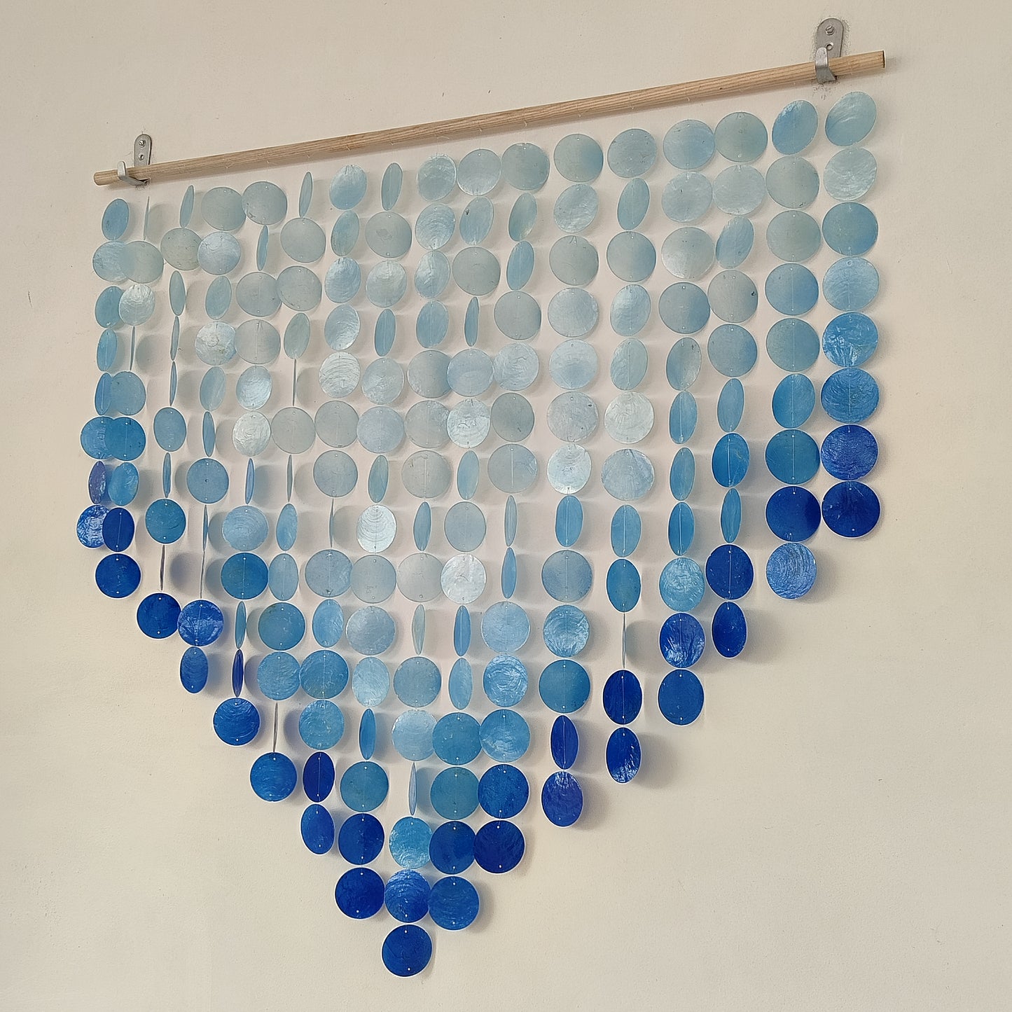 Ombre Blue Capiz Wall Decor: Boho Wall Art - Shell curtain for window or Door