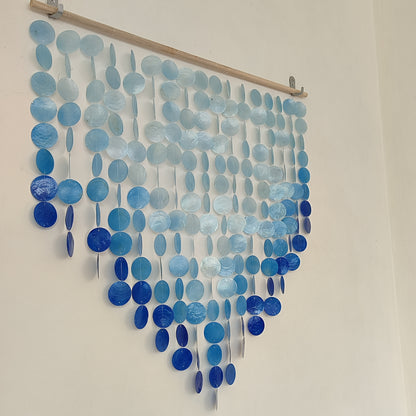 Ombre Blue Capiz Wall Decor: Boho Wall Art - Shell curtain for window or Door