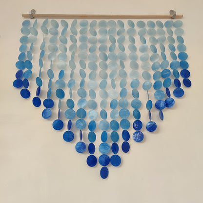Ombre Blue Capiz Wall Decor: Boho Wall Art - Shell curtain for window or Door