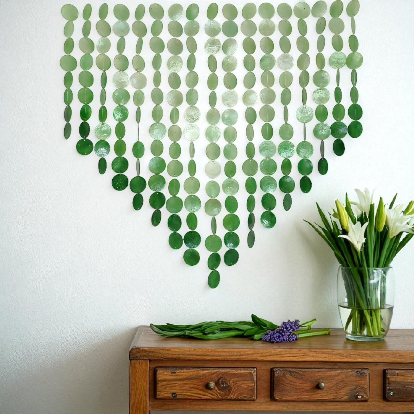 Capiz shell wall decor in green: capiz wall art