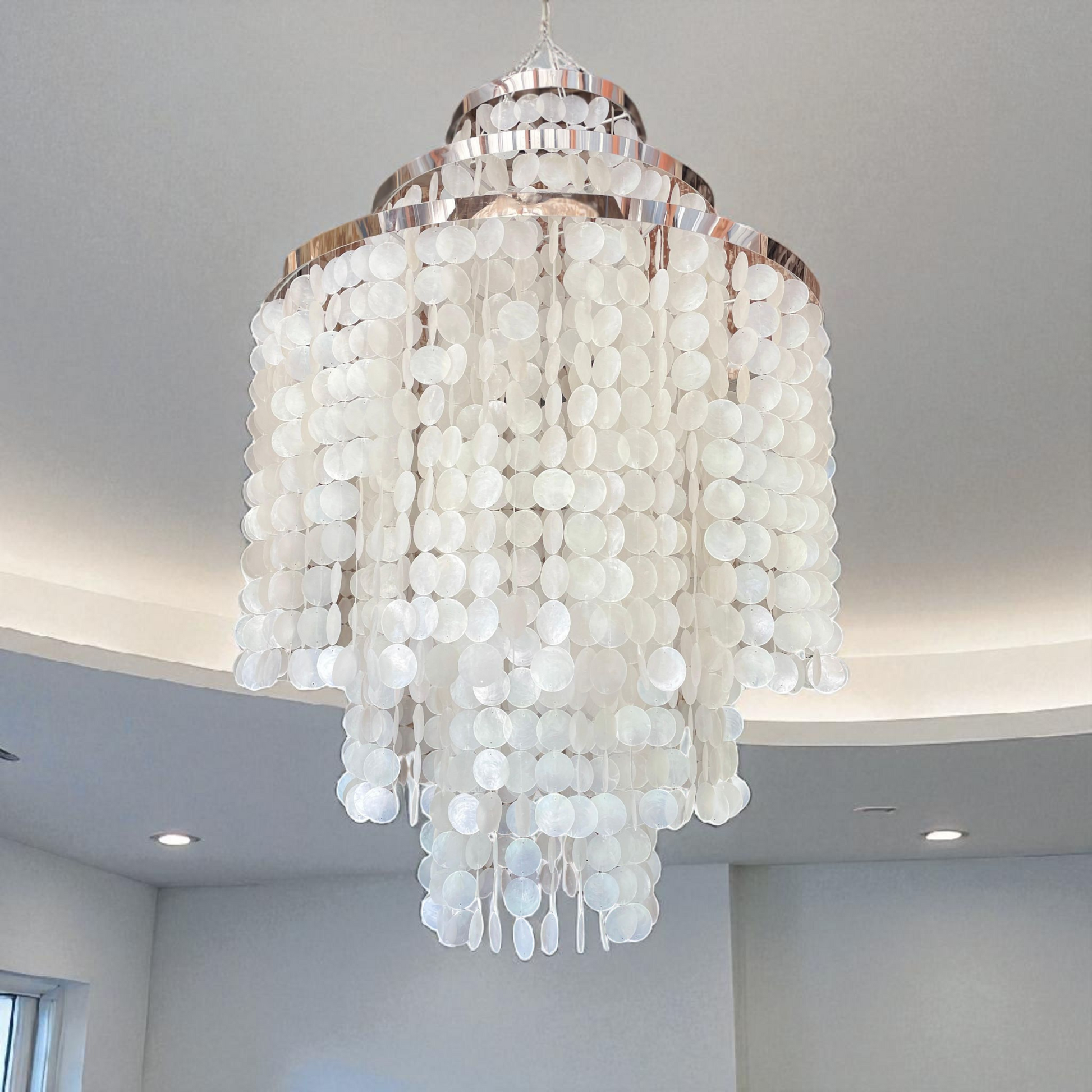Capiz shell chandelier