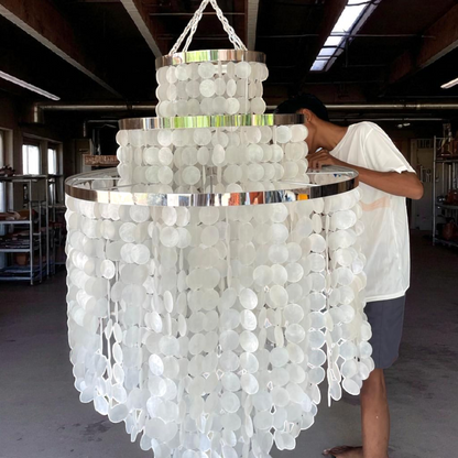 Capiz shell chandelier