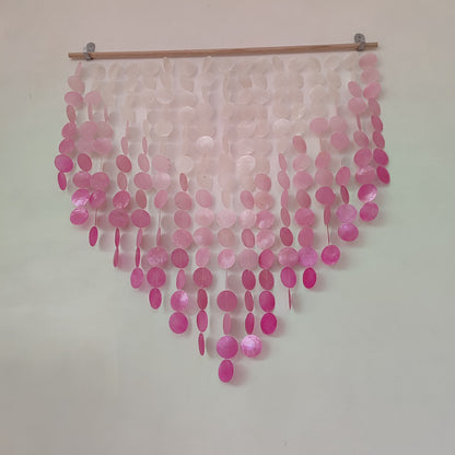 Ombre Blue Capiz Wall Decor, Boho Wall Art, Shell curtain for window or Door