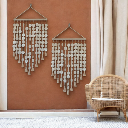 Capiz Shell with Cotton Tassel Wall Decor
