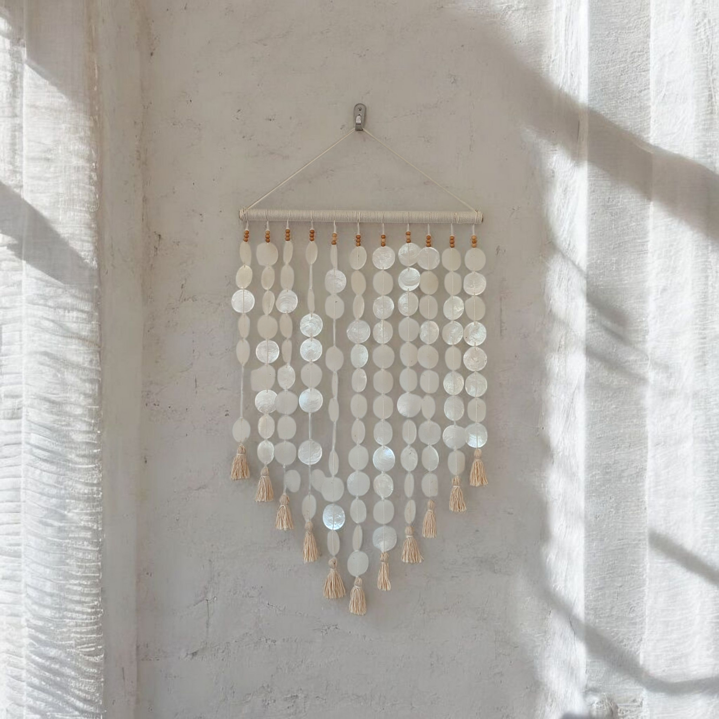 Capiz Shell with Cotton Tassel Wall Decor