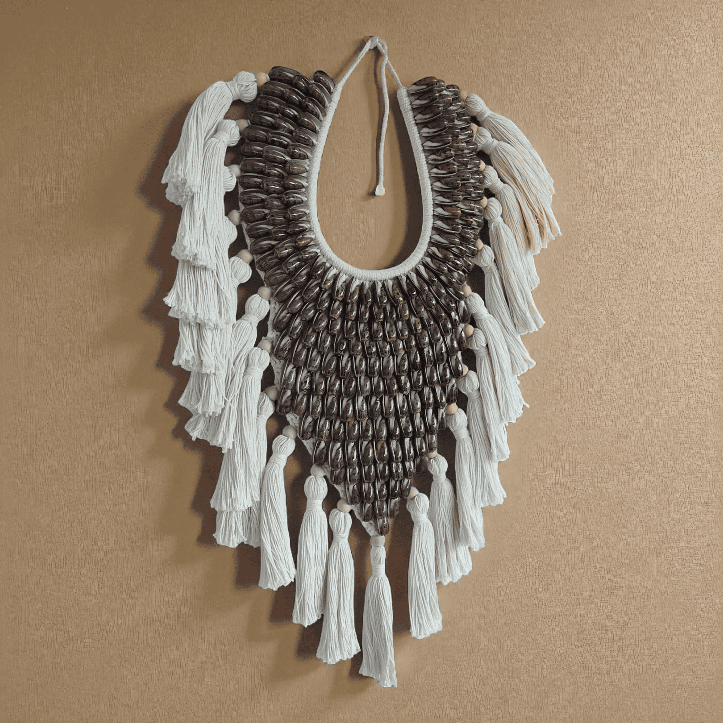 Papua Shell Necklace Wall Decor: Tribal Shell Necklace Display | Boho Shell Decor | Shell Wall Art