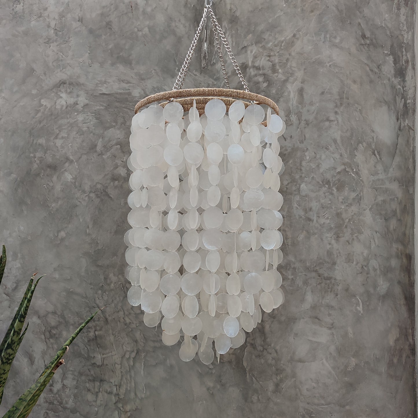 Handmade Capiz shell chandelier