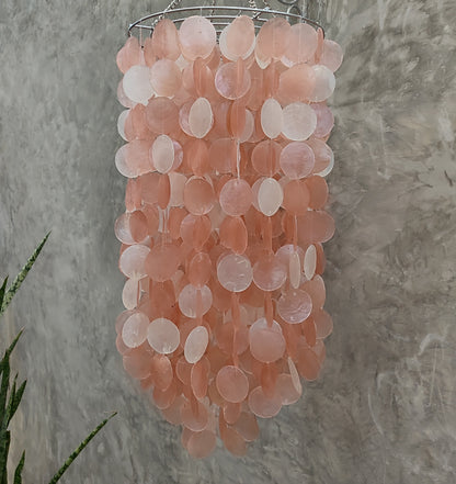 Peach capiz shell chandelier