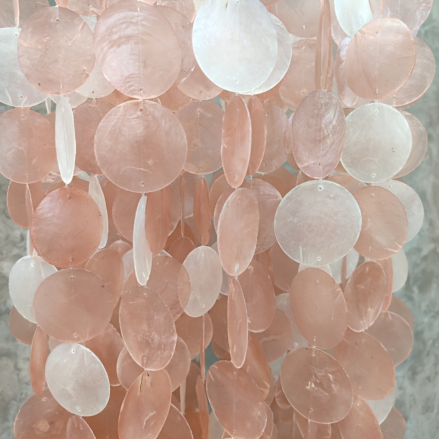 Peach capiz shell chandelier