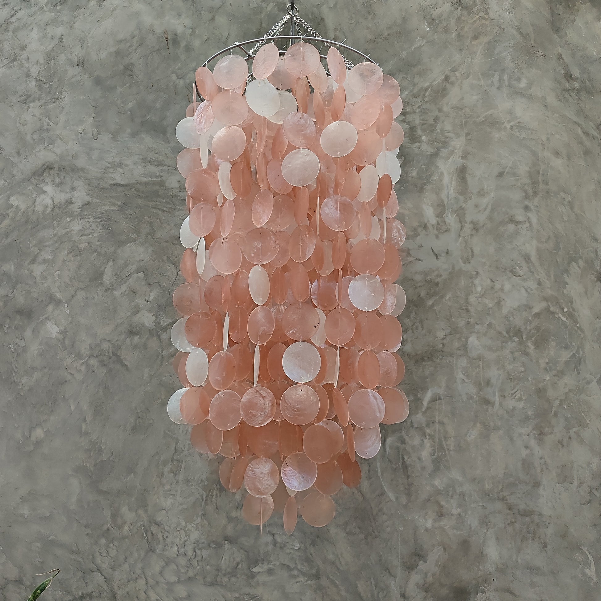 Peach capiz shell chandelier