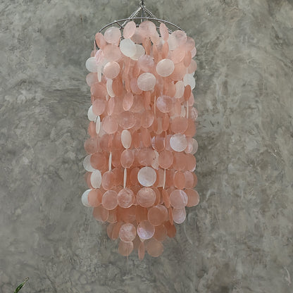 Peach capiz shell chandelier