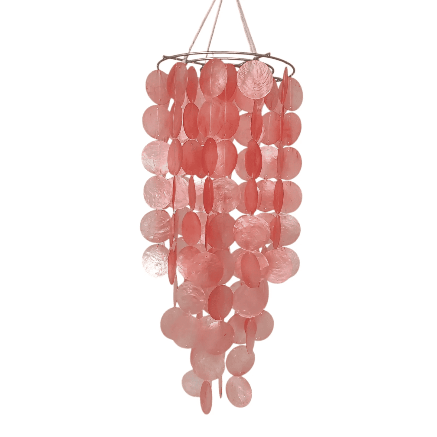 Pink shell chandelier on a white background