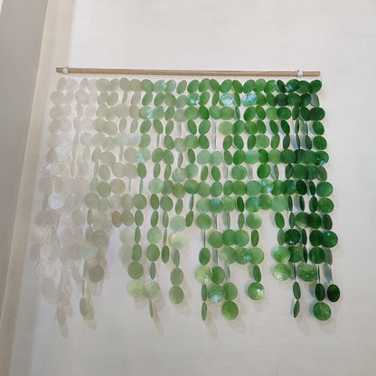 Ombre green capiz wall Hanging for Natural and Beach House Interior Decor