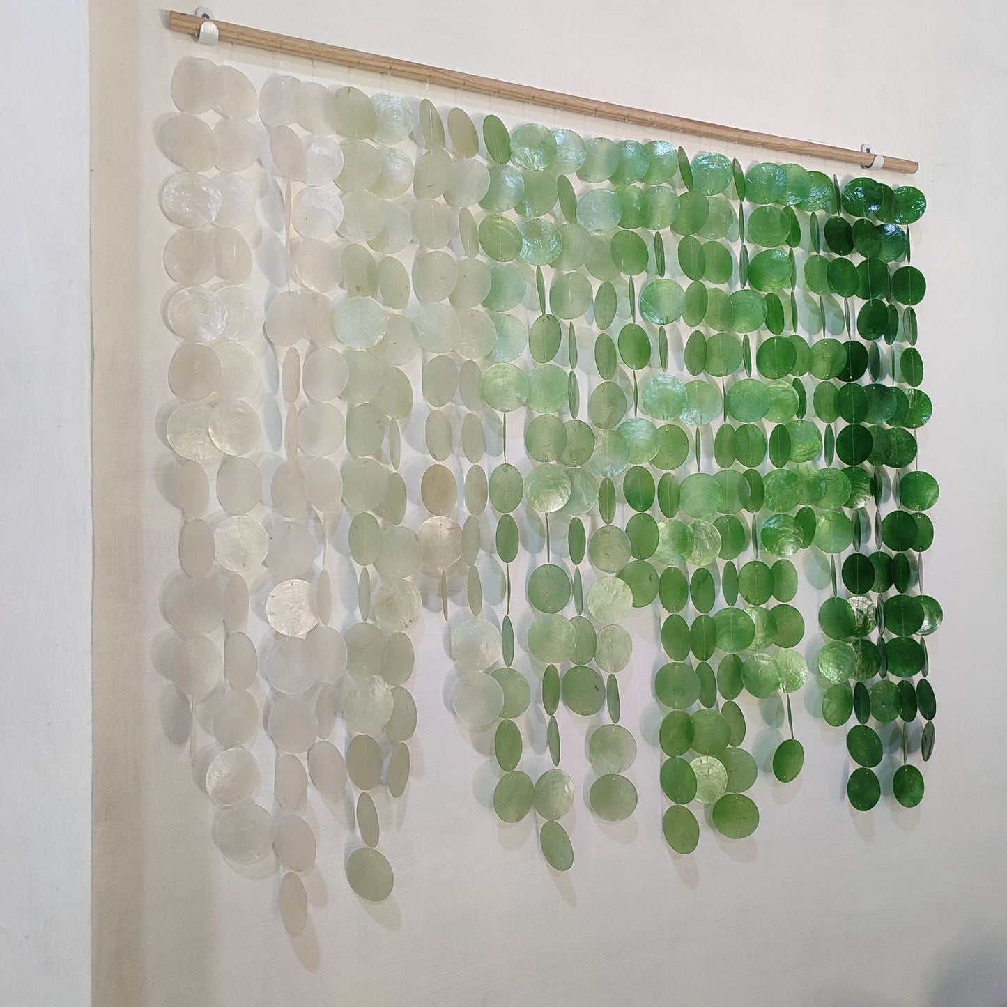 Ombre green capiz wall Hanging for Natural and Beach House Interior Decor
