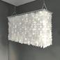 Rectangular Capiz Chandelier: Custom seashell chandelier