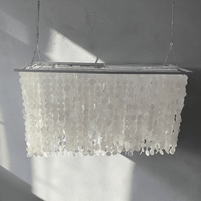 Rectangular Capiz Chandelier: Custom seashell chandelier