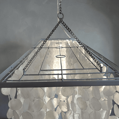 Rectangular Capiz Chandelier: Custom seashell chandelier